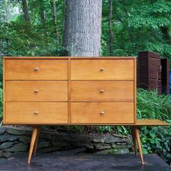 Paul McCobb Planner Group Double Dresser Bureau on Low Table Bench