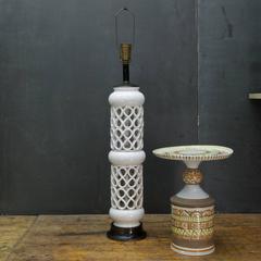 Tall Mid-Century Moorish Style Modeline Ceramic Cutout Lamp Vintage Retro Rustic