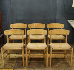 Peoples Danish Freetown Coffee House Chairs Mogensen Mid-Century Oak Rush