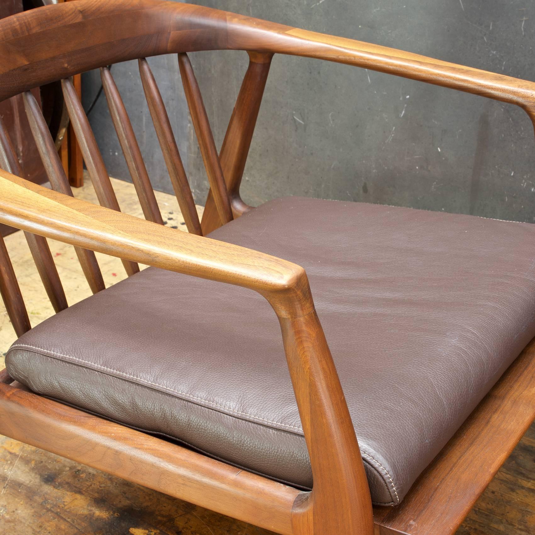 Oiled 1960s Walnut and Leather Lounge Chairs