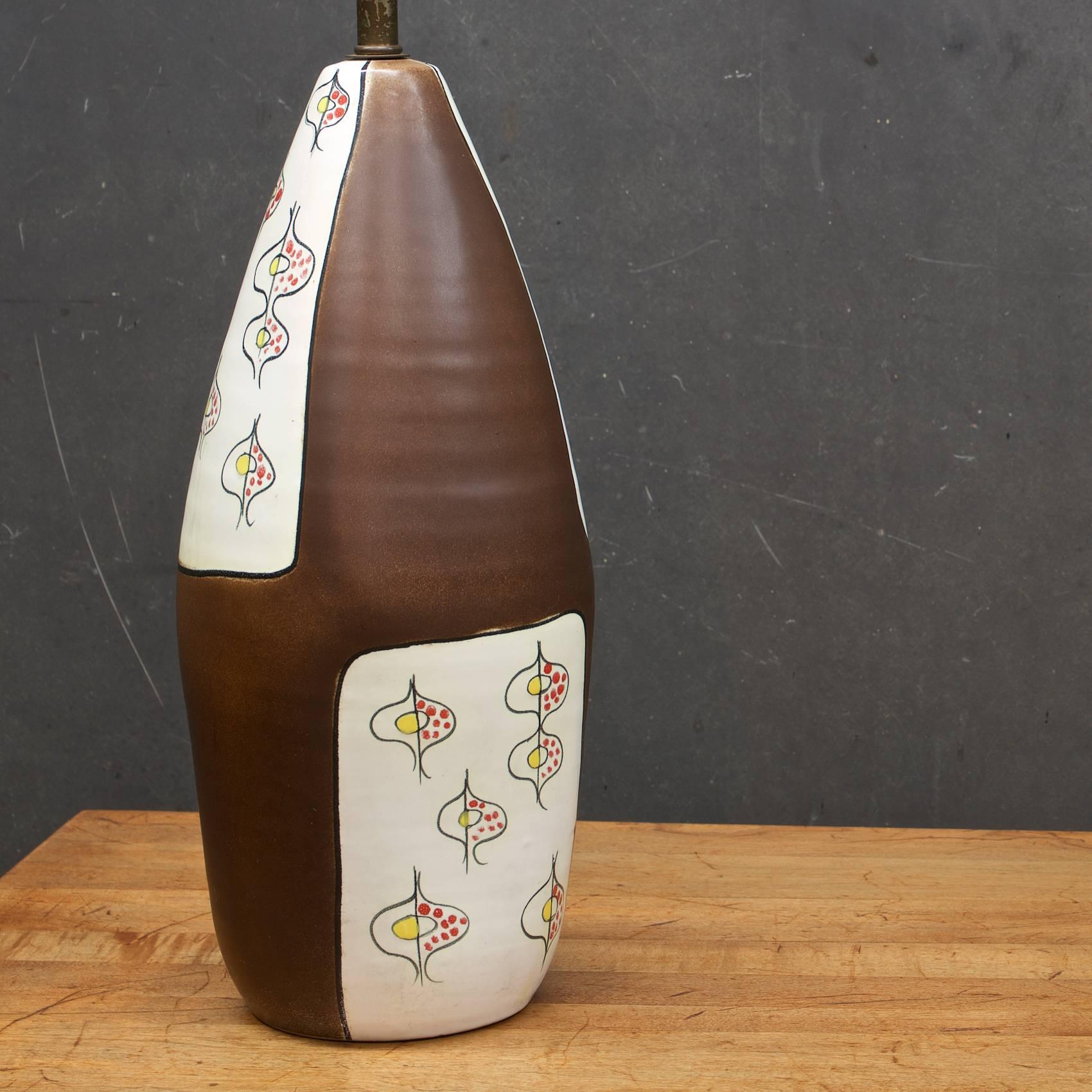1950s Bitossi studio ceramic lamp. Biomorphic Designs. All original.