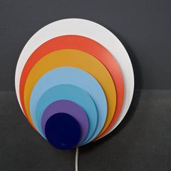 1960s Lyfa Psychedelic Pop Art Offset Concentric Circles Peacock Wall Sconce