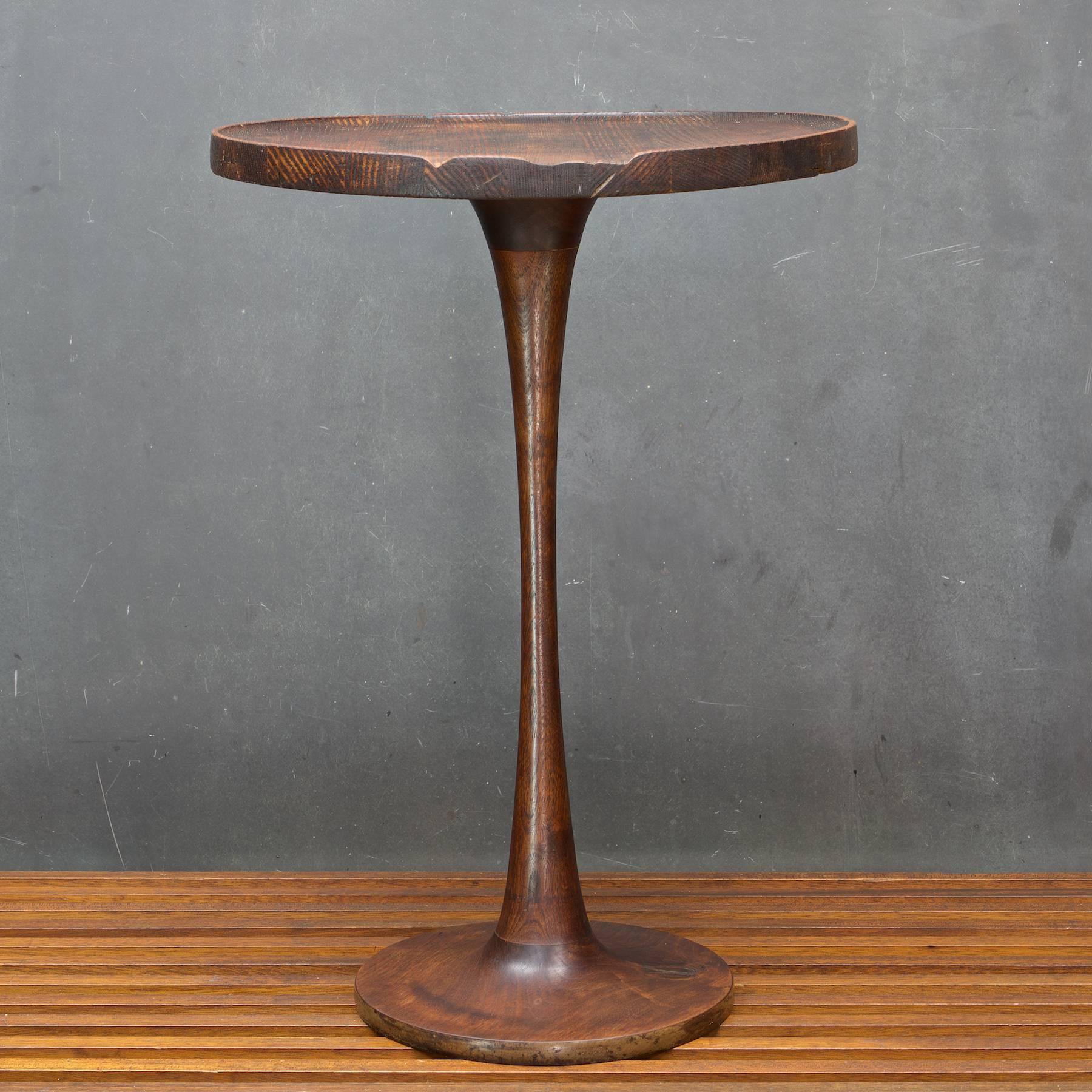 American Craft Movement Turned Hardwood Saarinen Style Tulip Side Table In Good Condition In Hyattsville, MD