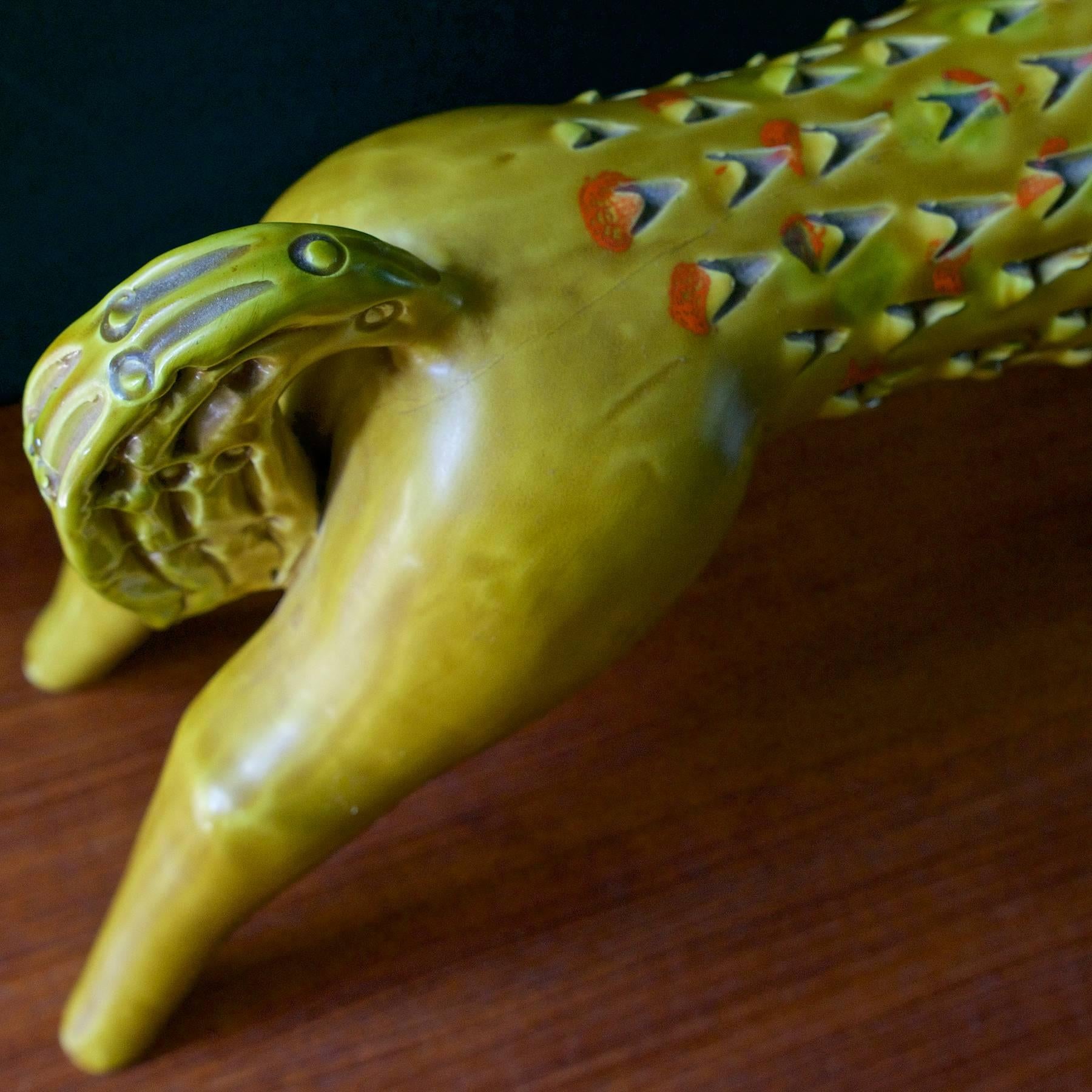Mid-Century Modern Yellow Italian Bitossi Pottery Seaside Wild Horse Equine Sculpture Bagni Fantoni