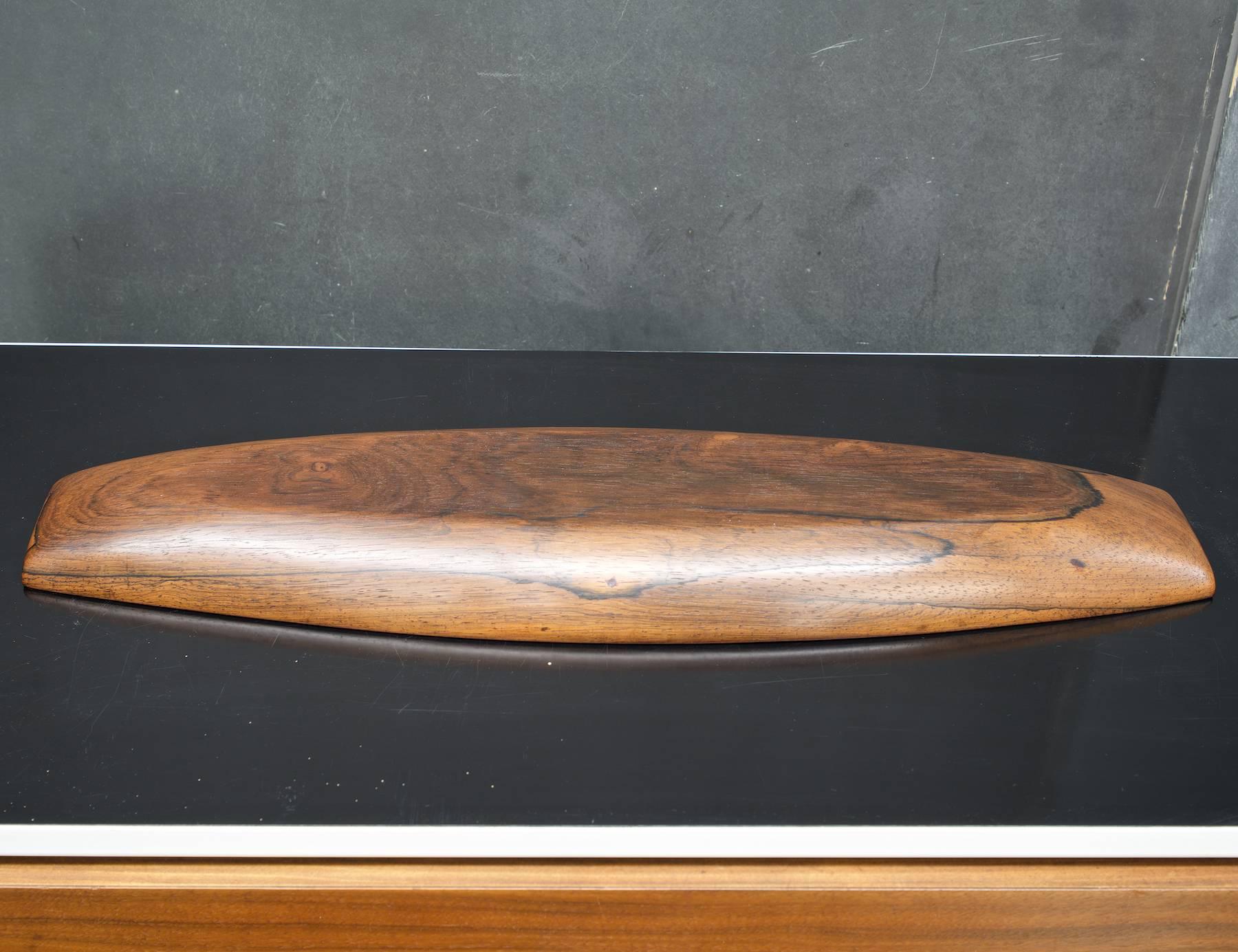 1960s Jean Gillon Brazilian Rosewood Canoe Bowl Centerpiece In Excellent Condition In Hyattsville, MD