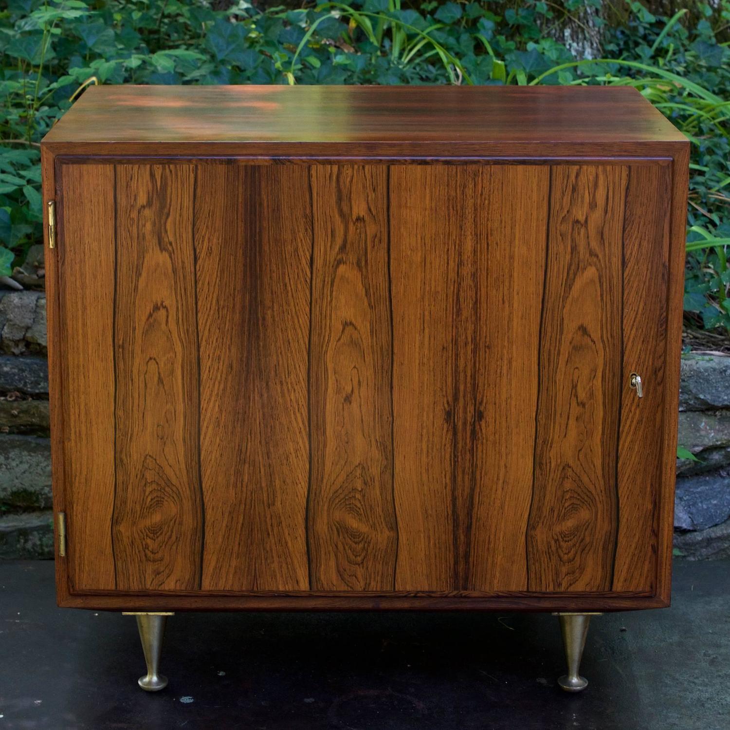 1960s Danish Vinyl LP HiFi in Brazilian Rosewood and Brass For