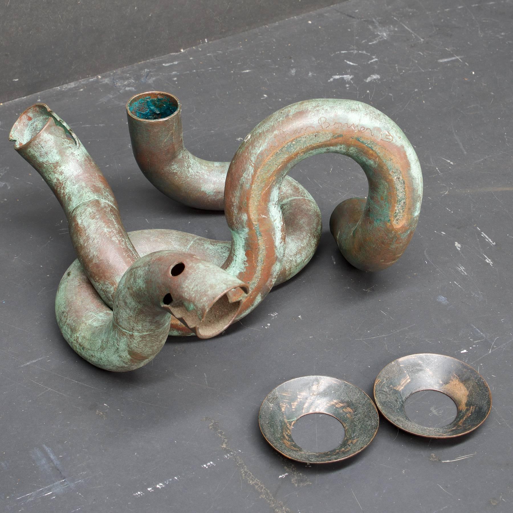 Mid-Century Modern Jonathan Bonner Bronze Snake Figural Candleholders