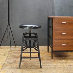 Rare Vintage Industrial Architects Black Drafting Spring Stool