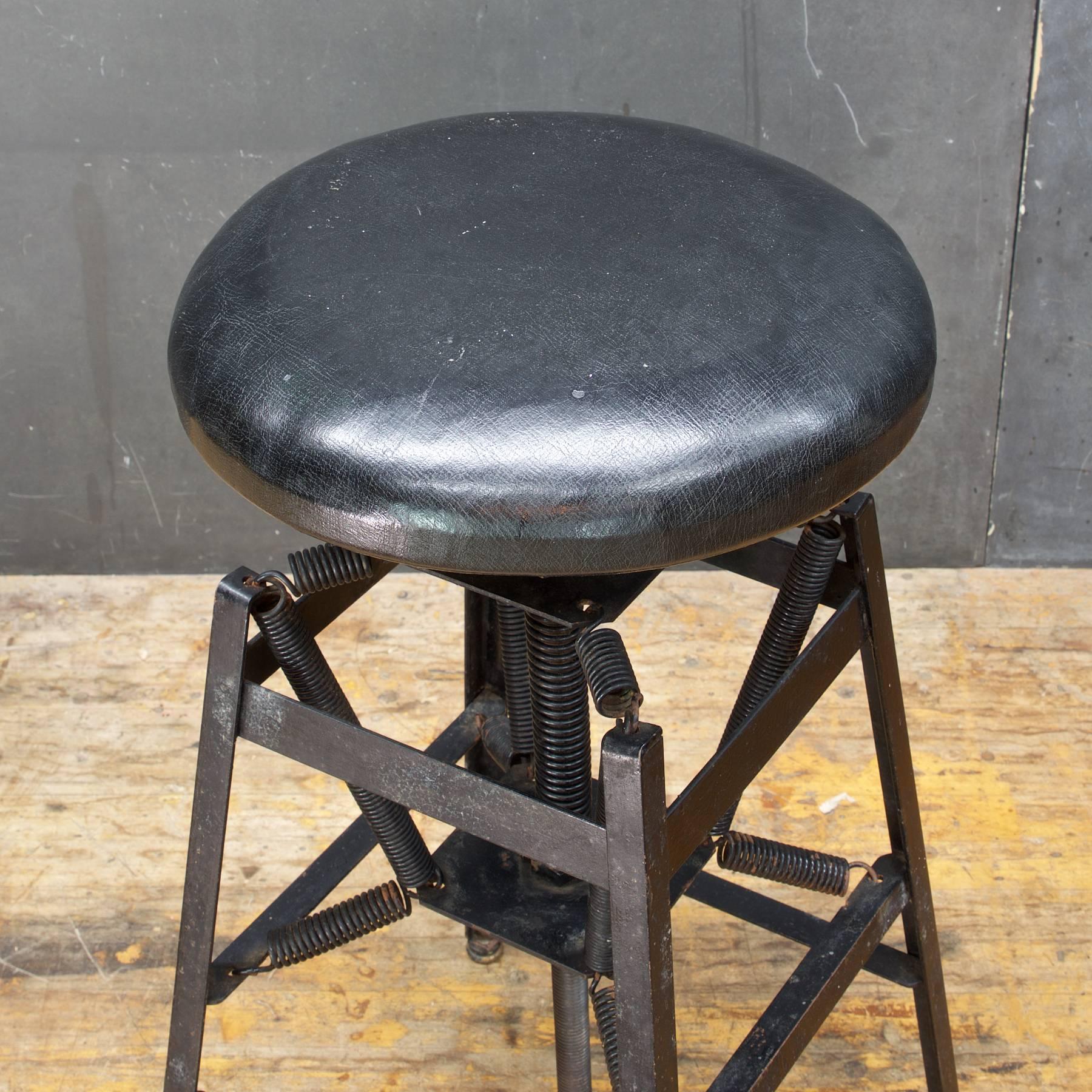 American Rare Vintage Industrial Architects Black Drafting Spring Stool