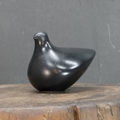 Vintage Modernist Black Ceramic Bird Form Sculpture Mid-Century Abstract Dove