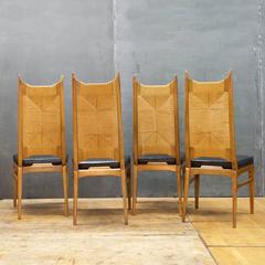 1960s Cathedral Highback Rush Chairs Mid-Century like Pearsall Umanoff Perrian