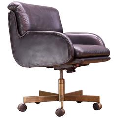 Bert England for Dunbar Executive Leather Conference Armchair Bronze Casters