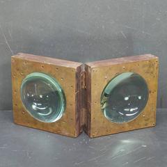 Antique Folding Brass Lined Looking Glass Oddity