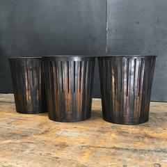 Japanned Finished Industrial Copper Office Wastebaskets Trash Cans Victorian Era