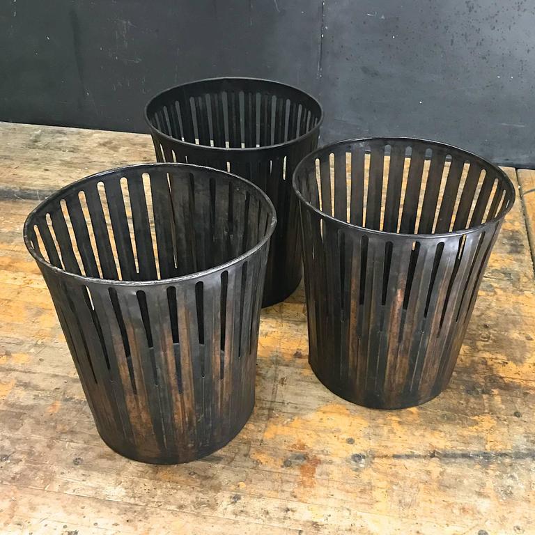 Anned Finished Copper Office Wastebaskets Trash Cans American Anned Finished Copper Office Wastebaskets Trash Cans Victorian Era For