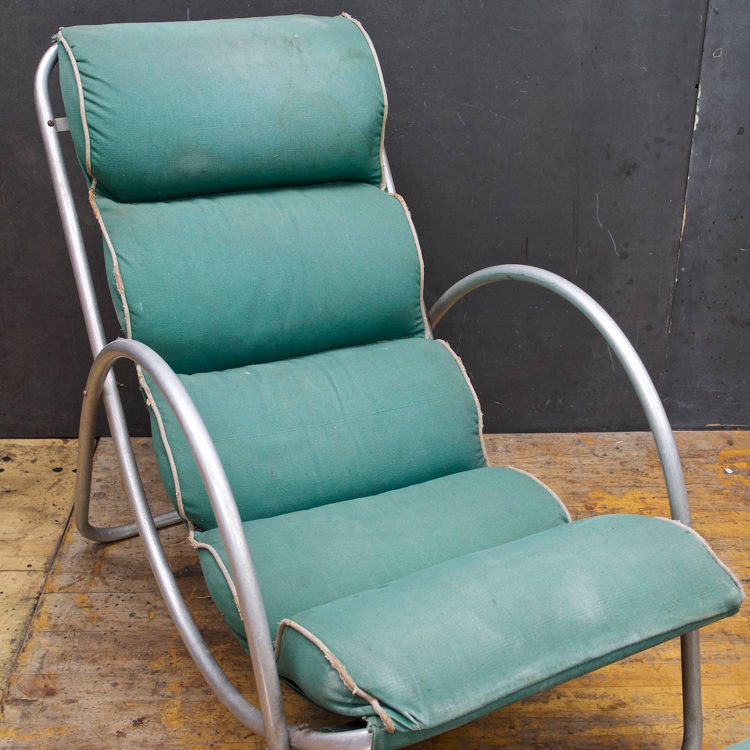 American Machine Age Halliburton Neutra Lawn Lounge Chairs, Pair