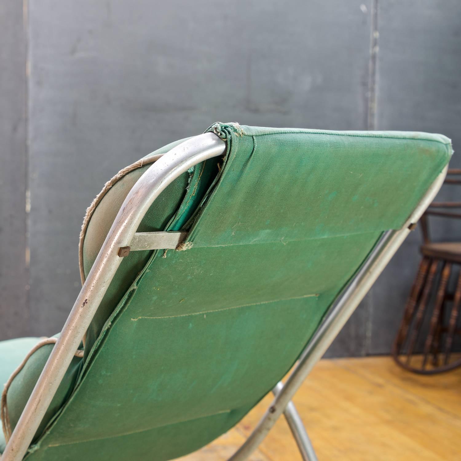 Polished Machine Age Halliburton Neutra Lawn Lounge Chairs, Pair
