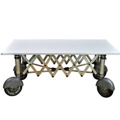 1930s Vintage Industrial Vitrolite White Milk Glass Slab Coffin Table 8