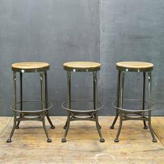 Vintage Industrial Toledo Art Metal Workshop Garage Bar Stools