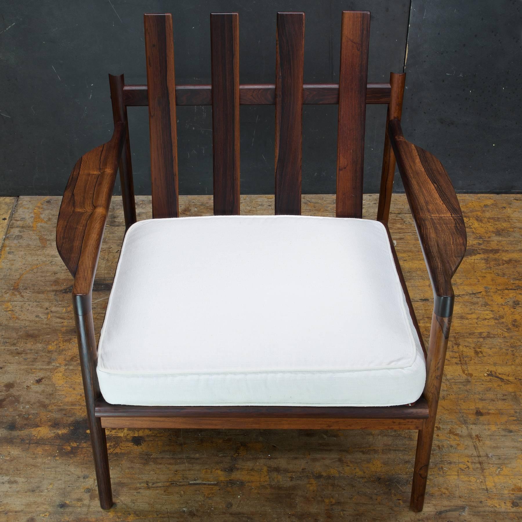 Scandinavian Modern 1950s Kofod-Larsen Brazilian Rosewood Danish Pickett Lounge Chair Mid-Century For Sale