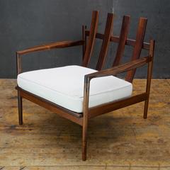 1950s Kofod-Larsen Brazilian Rosewood Danish Pickett Lounge Chair Mid-Century