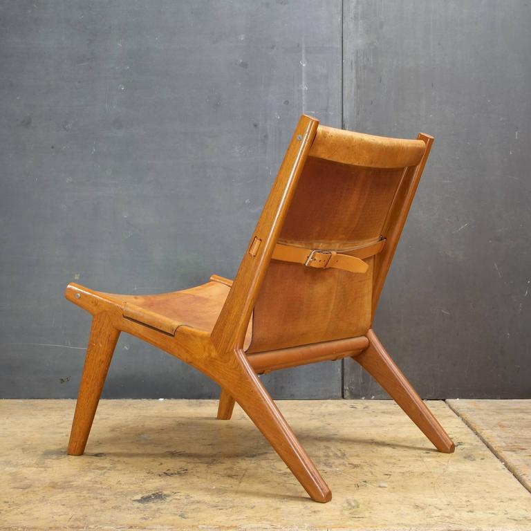 Hunting Lounge Chair by Uno and Osten Kristiansson in Oak Leather Sling