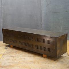 Vintage Industrial Perforated Steel Media Console Assemblage Credenza Cabinet