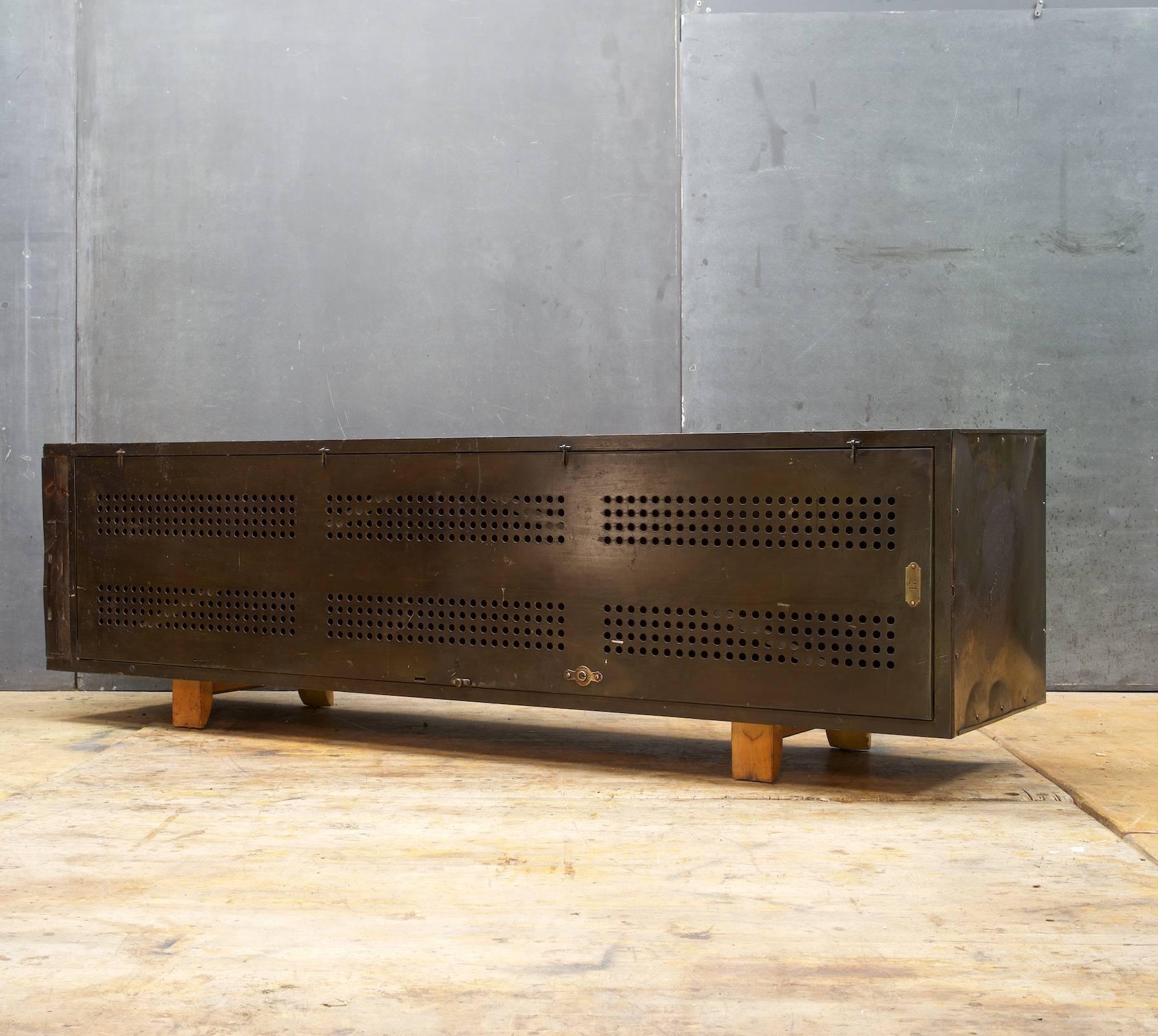 perforated metal media console