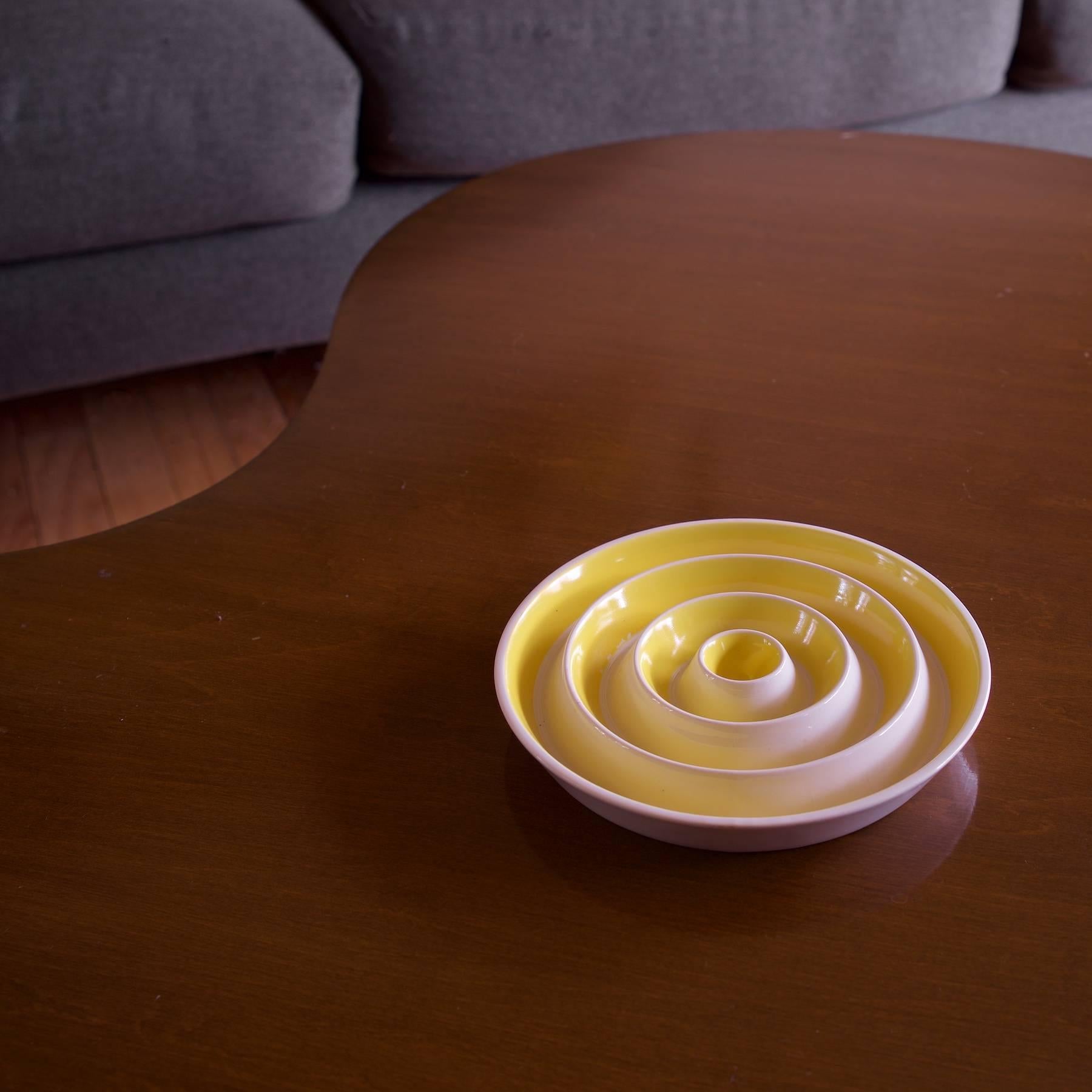 Mid-Century Modern Yellow Bullseye Ashtray by La Gardo Tackett Japan Post Modern Pop Art Bowl Dish