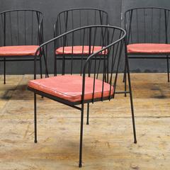 Ensemble de quatre chaises d'extérieur George Nelson for Arbuck Iron Rod:: milieu du siècle