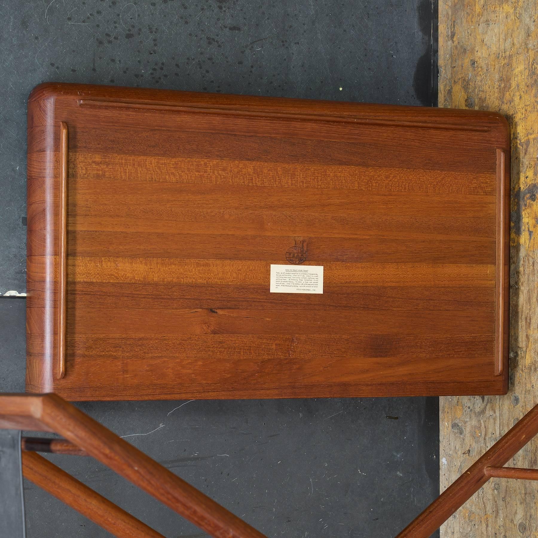 Mid-20th Century Vintage 1950s Danish Staved Teak High Cocktail Serving Tray Table