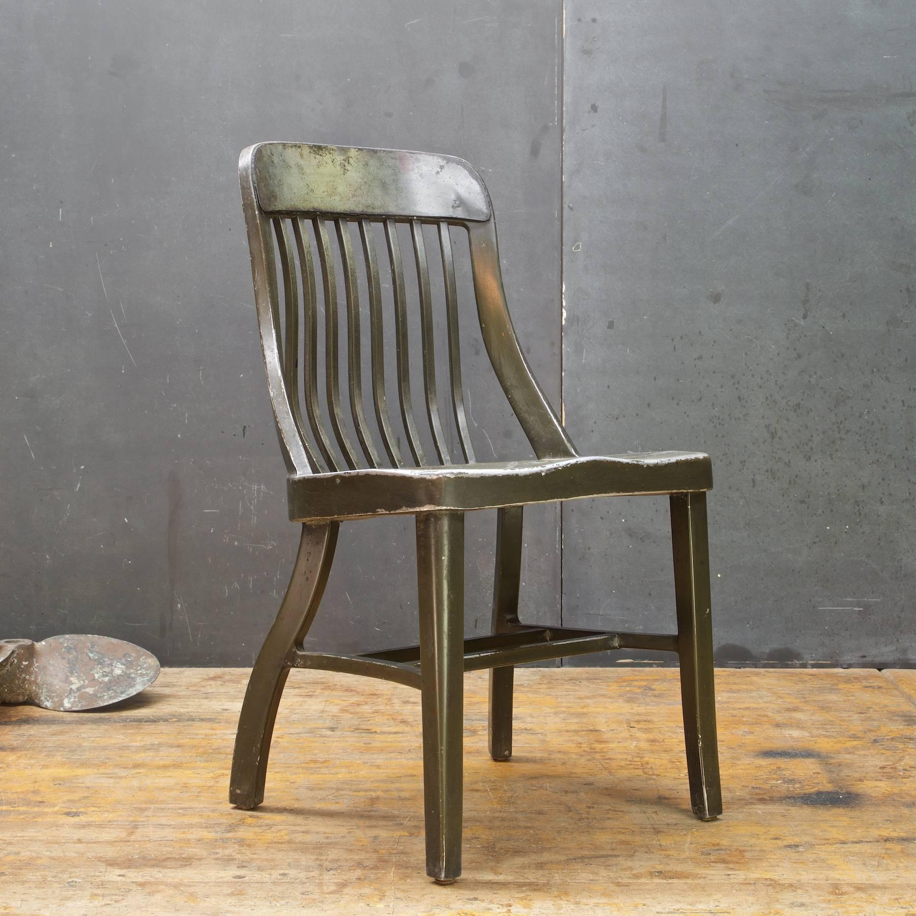 American 1930s US Barracks Metal Early Goodform Chair by General Fireproofing