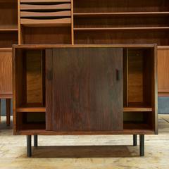1960s Danish Rosewood Vinyl LP Collection Petite Cabinet Mid-Century Credenza