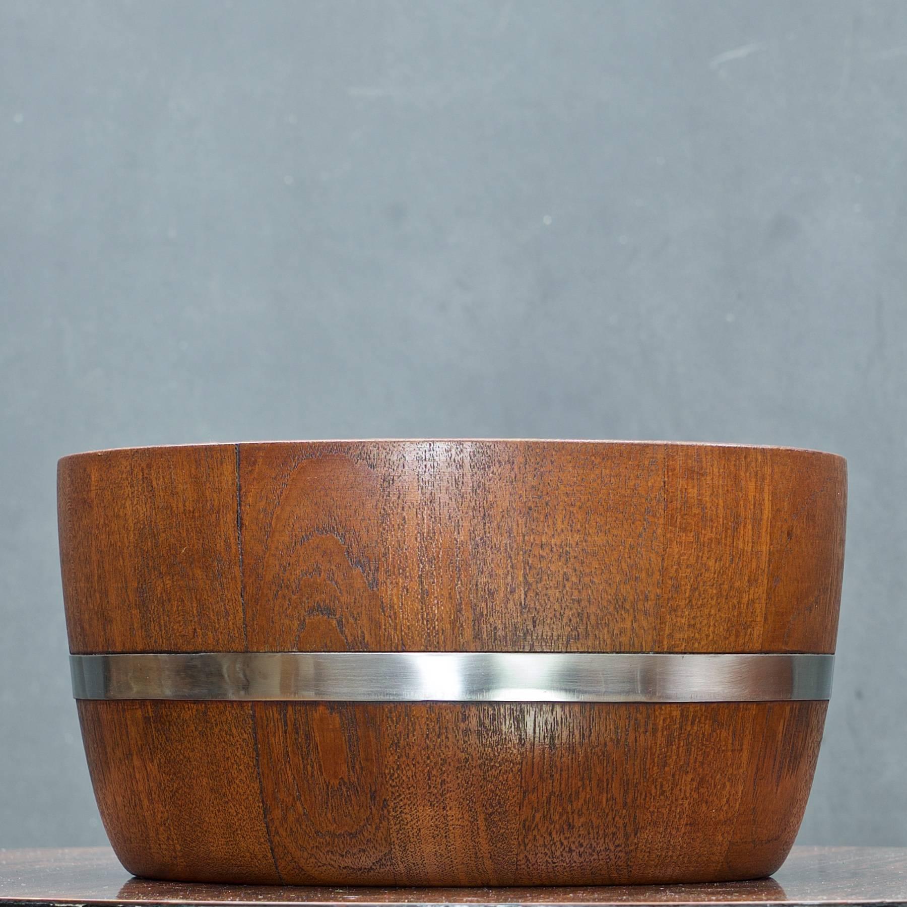 Danish Important Nissen Quistgaard Teak Staved Barrel Salad Bowl and Servers