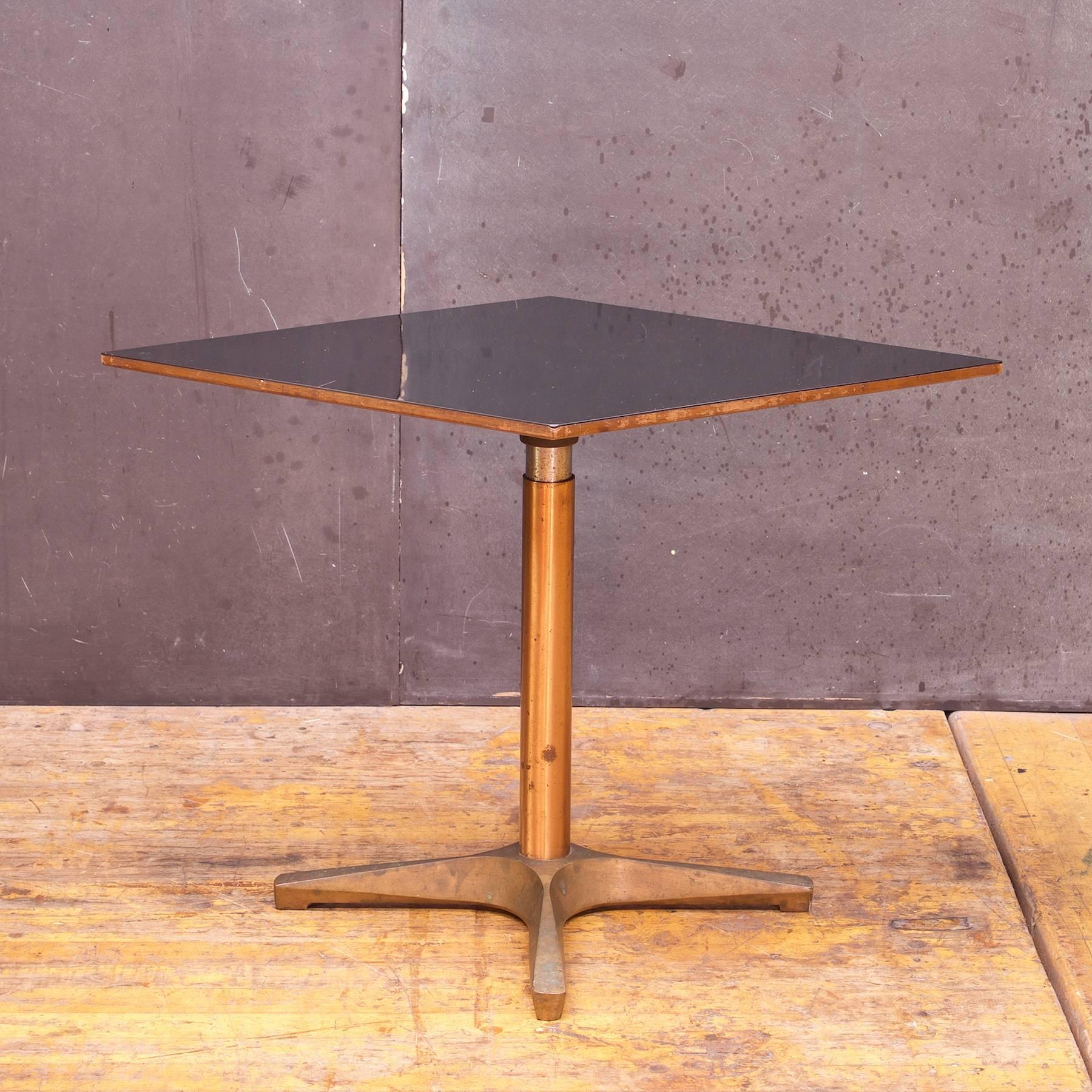American Hollywood Regency Black Bronze Diamond Side Table Pedestal Modernist Geometric