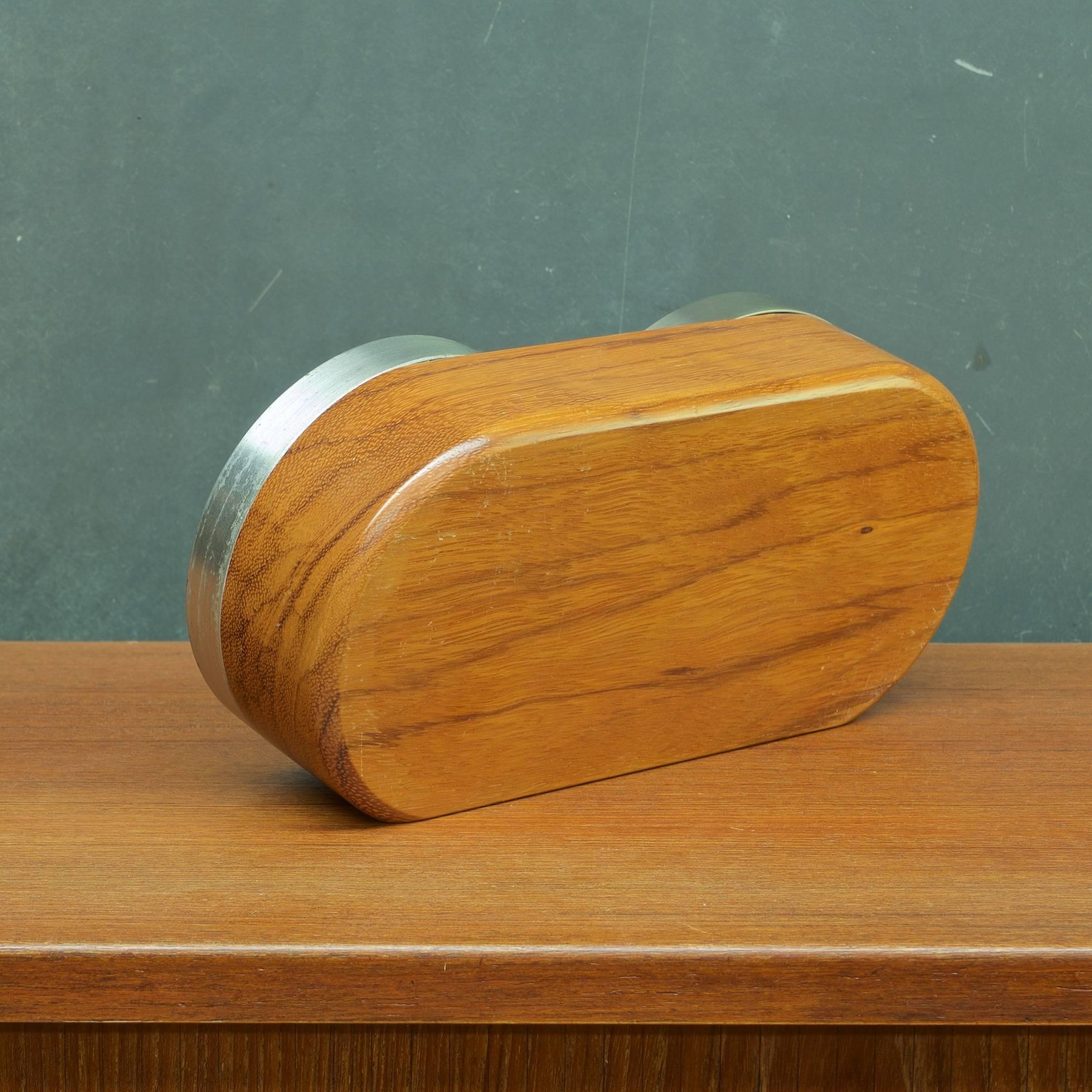 English 1960s Kenneth Grange Mid-Century Barometer Zebra Wood Weather Thermometer Gauge
