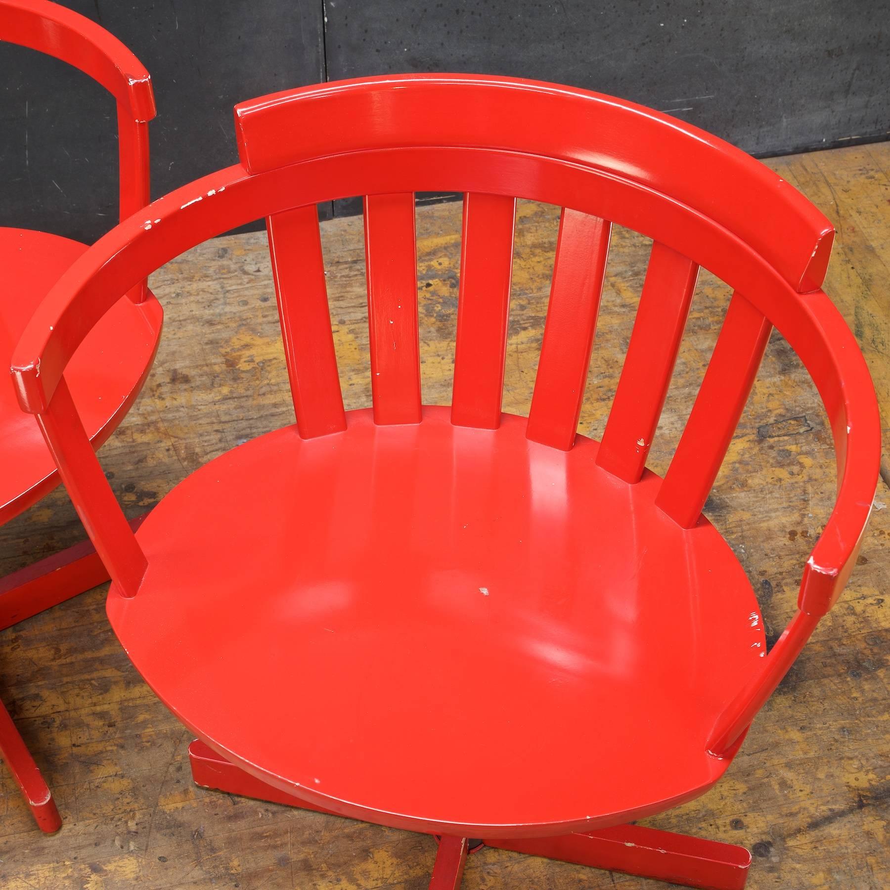 Mid-20th Century 1960s Swedish Mid-Century Modernist Red Desk Swivel Chairs