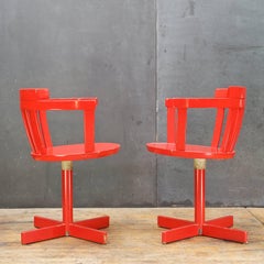 1960s Swedish Mid-Century Modernist Red Desk Swivel Chairs