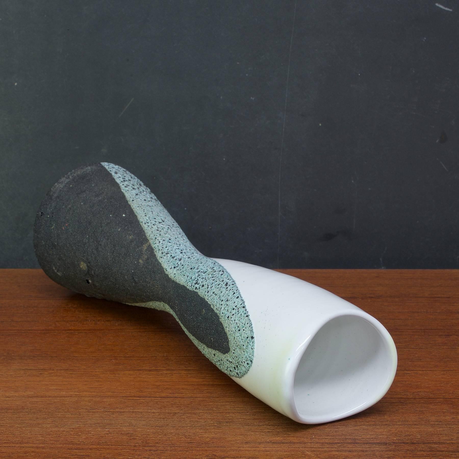 Mid-Century Modern 1960s Mid-Century Italian Studio Pottery Vase of Lava and Volcanic Glazes