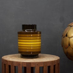 1960s Mid-Century Italian Pottery Jalousie Stepped Earthtone Flower Vase