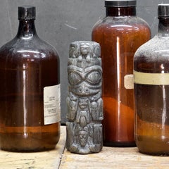 Vintage Northwest Silvery Grey TOTEM Painted Chalkware Sculpture Paperweight