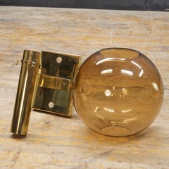 Vintage 1970er Jahre Midcentury Arredoluce Manza Messing Glas Wandleuchter Lampe Licht