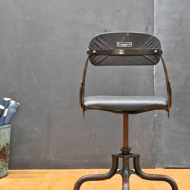 Original Upholstery Vintage Industrial Clerks Swivel Desk Chair Fritz