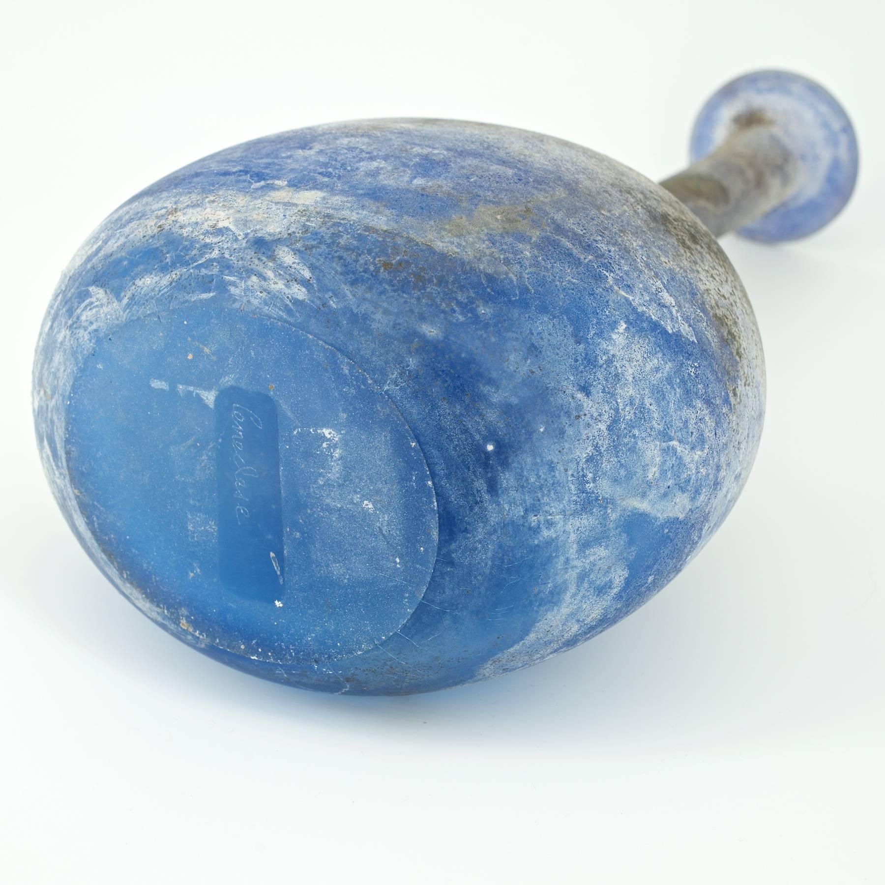 1950s Atmospheric Blue Planet Scavo Thin Neck Murano Cenedese Bottle In Excellent Condition In Hyattsville, MD