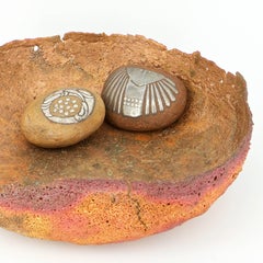 Pair of Vintage 1950s Scandinavian Sterling Paintings on Swedish Stones