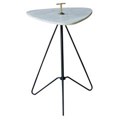 1 Vintage 1950s Travertin Draht + Bronze Zigarette Stand Beistelltisch