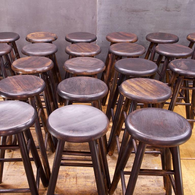 Old Line Tavern Staved Oak Swivel Bar Stools at 1stDibs