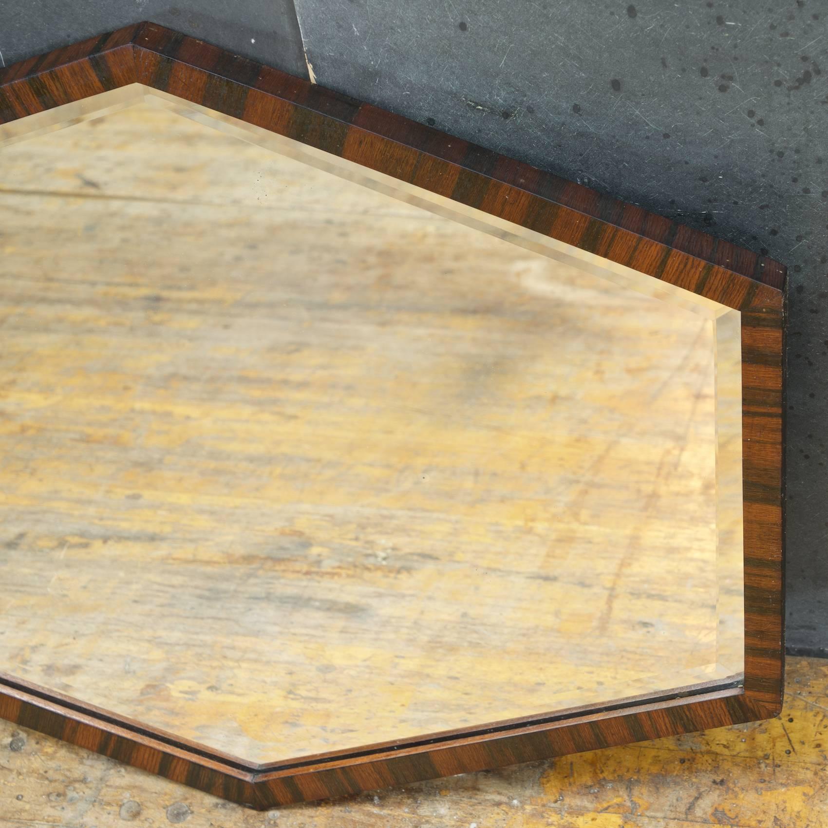 Unusual Art Deco Wall Mirror Optical Illusion Hexagonal Unknown Designer In Distressed Condition For Sale In Hyattsville, MD