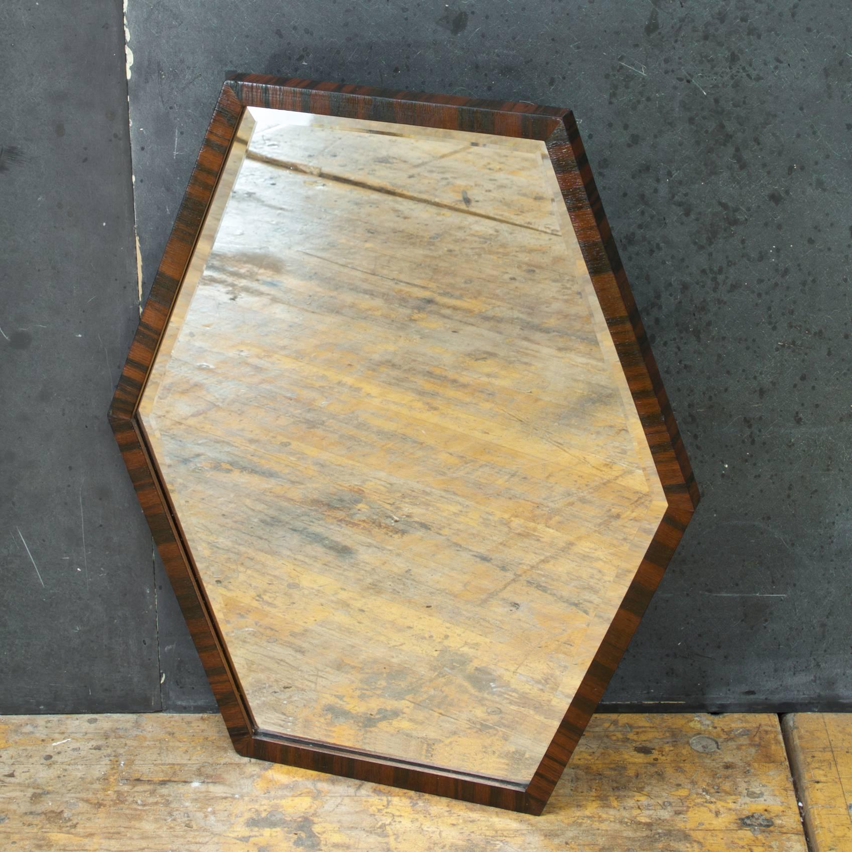 American Unusual Art Deco Wall Mirror Optical Illusion Hexagonal Unknown Designer For Sale