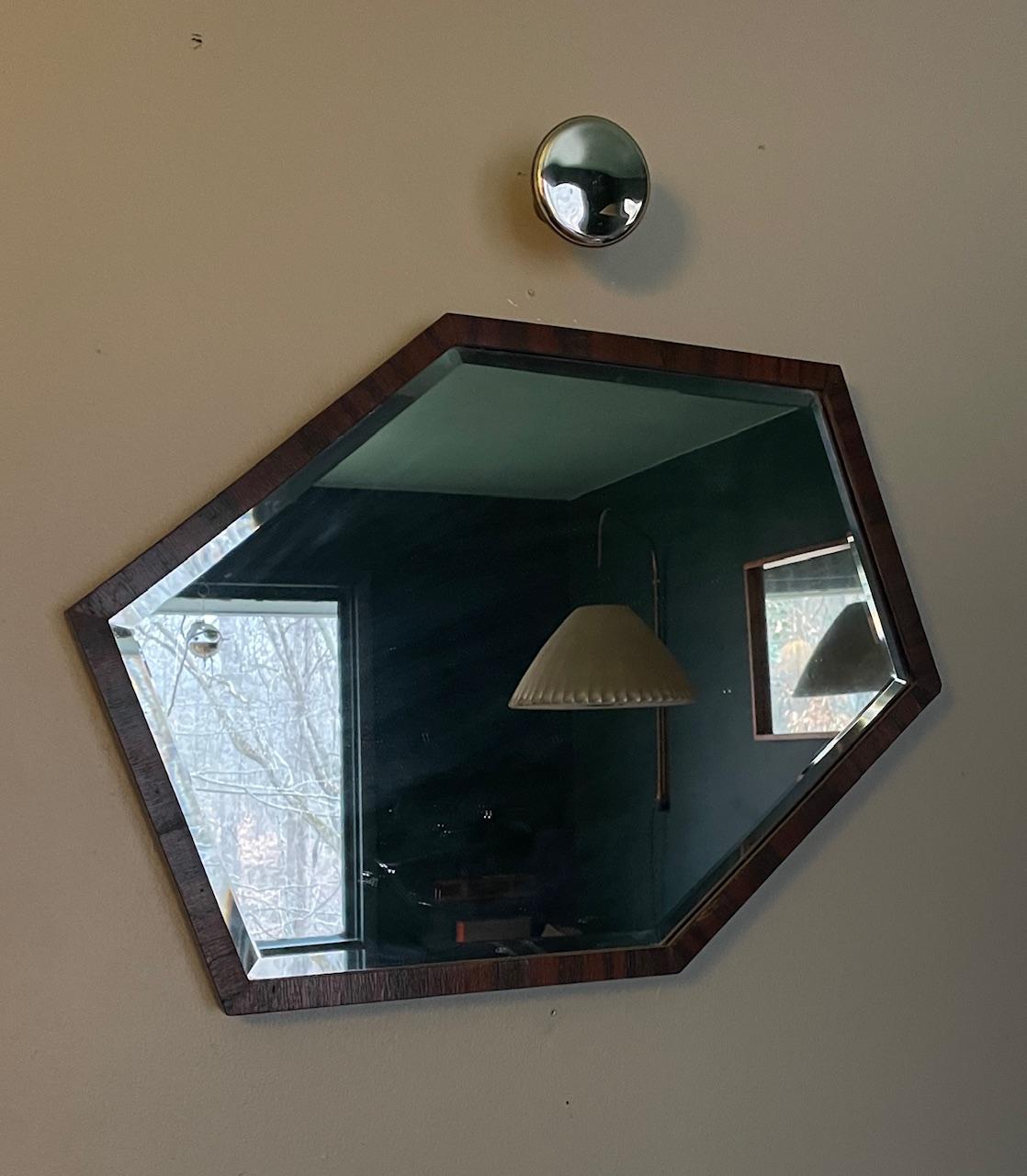 Unusual Art Deco Wall Mirror Optical Illusion Hexagonal Unknown Designer For Sale 6
